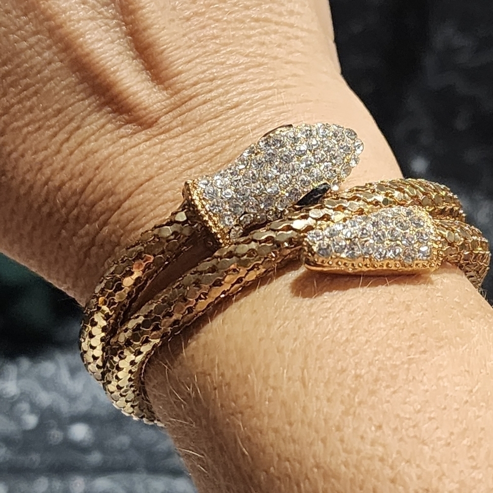Snake wrap coil bracelet rhinestones bling Reptile